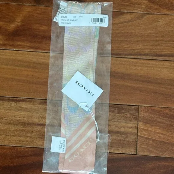 COACH SIGNATURE RAINBOW PRINT SILK SKINNY SCARF:NWT RAINBOW CDL17 - Picture 8 of 8